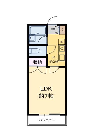 日浦メノー(1K/2階)の間取り写真
