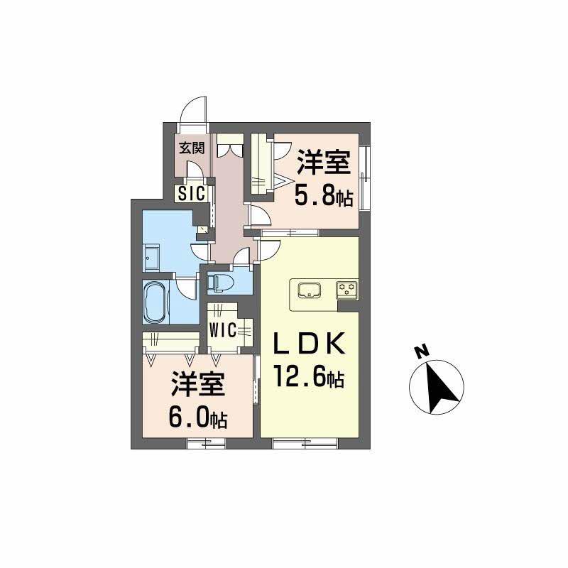 メゾンドノアール(2LDK/1階)の間取り写真