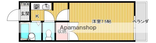 ロッソ祇園A(1K/2階)の間取り写真