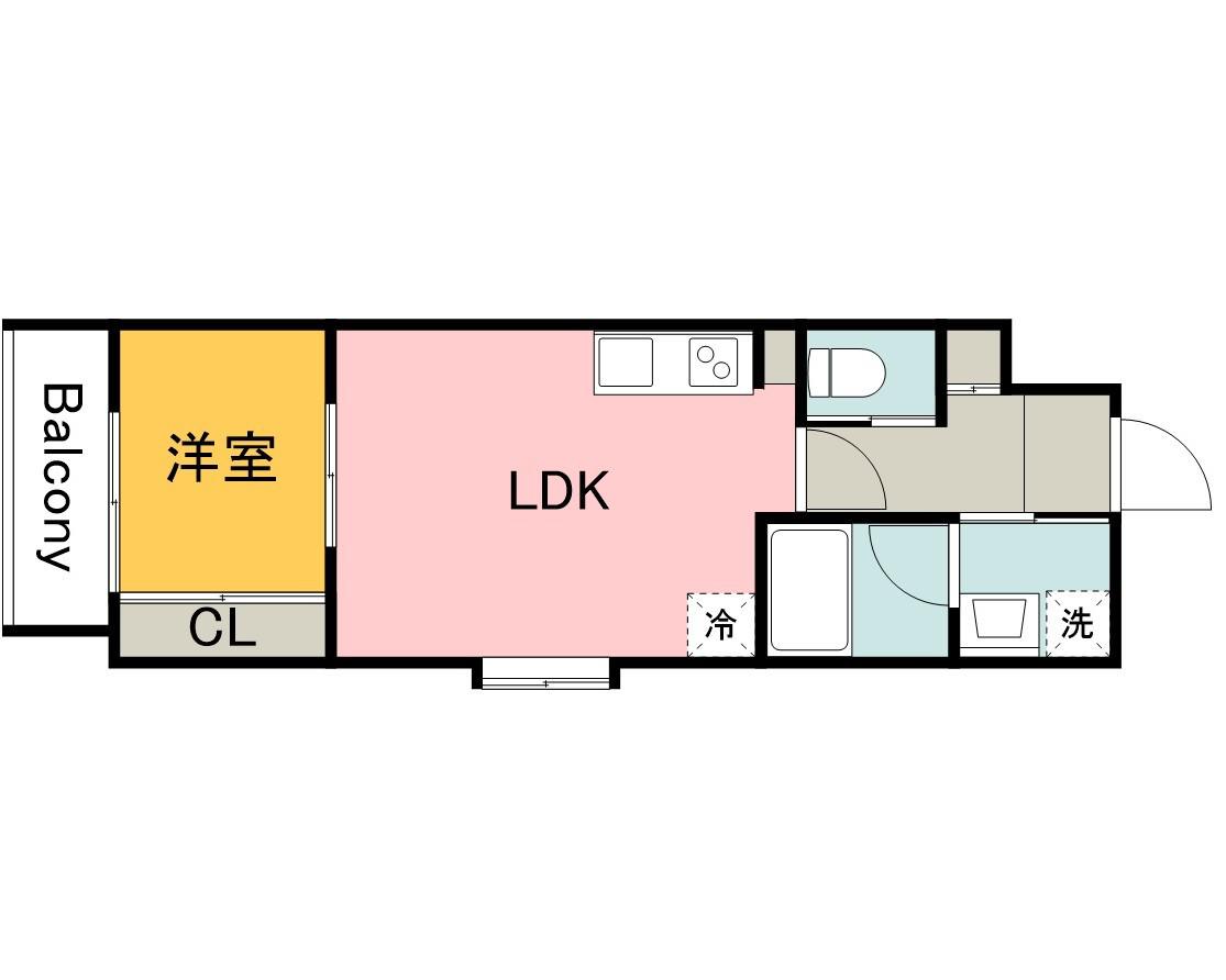 YELLSTAGE長束ウエスト(1LDK/3階)の間取り写真