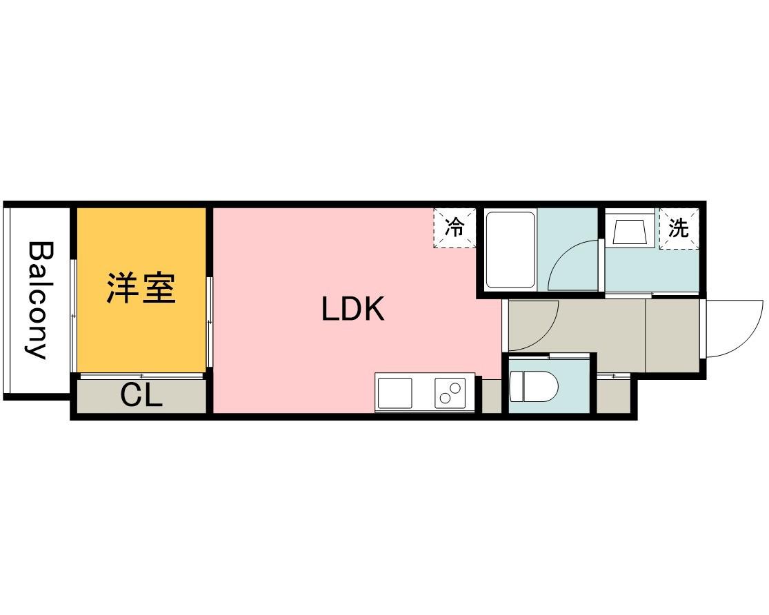 YELLSTAGE長束ウエスト(1LDK/1階)の間取り写真