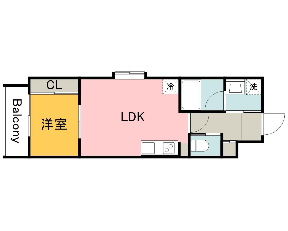 YELLSTAGE長束ウエスト(1LDK/1階)の間取り写真