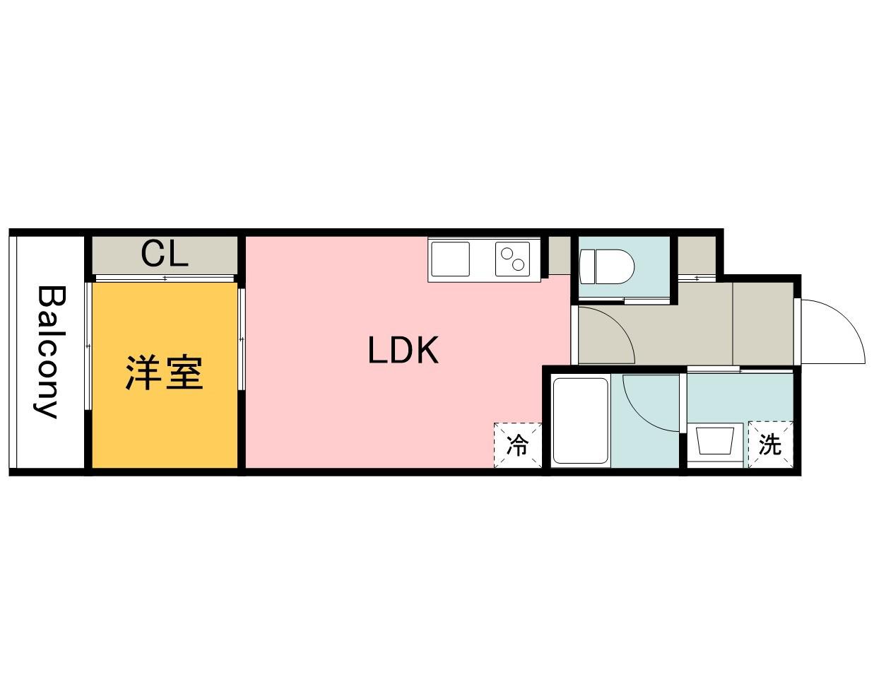 YELLSTAGE長束ウエスト(1LDK/2階)の間取り写真