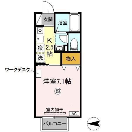 ハイム上安(1K/1階)の間取り写真
