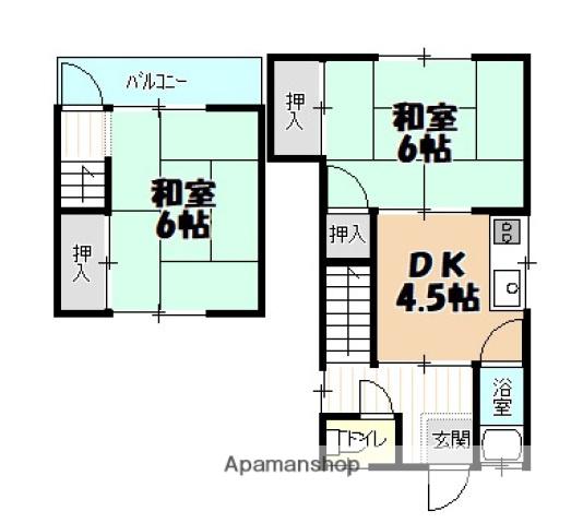 見田貸家(2K)の間取り写真