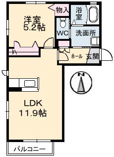 ハーブ上ヶ原Ⅳ(1LDK/2階)の間取り写真