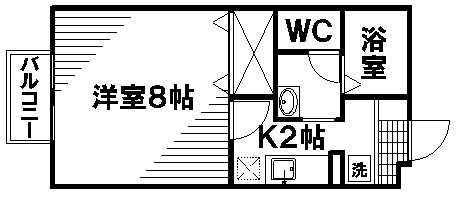 セジュールアンバタ(1K/2階)の間取り写真