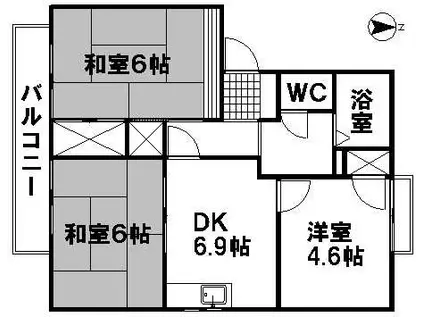 コーポ平井A棟(3DK/1階)の間取り写真