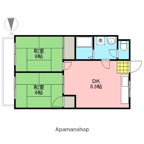 シャトレ祇園(2DK/3階)の間取り写真