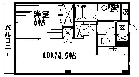 COURTYARD(1LDK/1階)の間取り写真