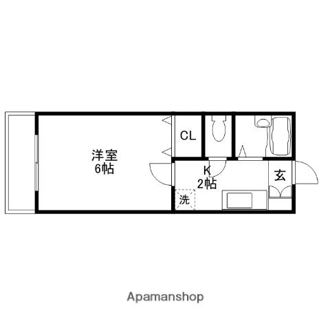 セジュール祇園(1K/2階)の間取り写真