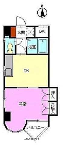 第2ホウライツルハウス(1DK/4階)の間取り写真