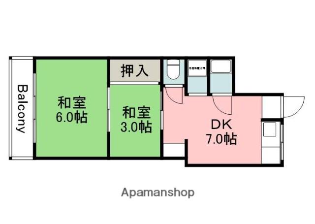 第1住田ビル(2DK/1階)の間取り写真