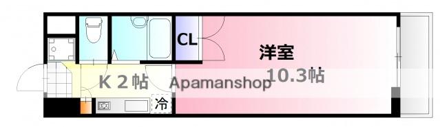 アルティメイトBUILDING.楠木(1K/4階)の間取り写真