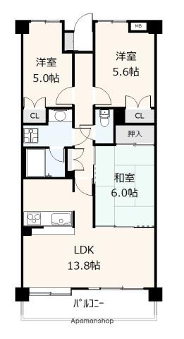 古江パークホームズ(3LDK/6階)の間取り写真