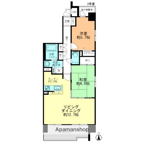 スカールTAKATA(2LDK/5階)の間取り写真