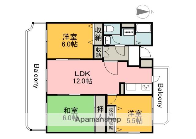 87Gアーバン・ドミール皆賀(3LDK/2階)の間取り写真