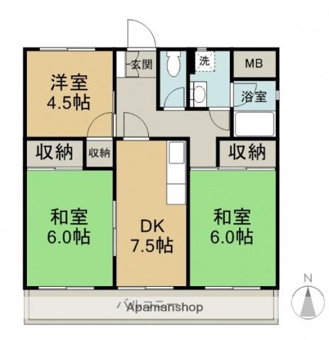 ハイツ古江(2LDK/3階)の間取り写真