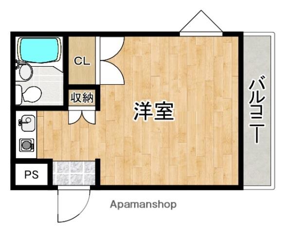 ウエストコート(ワンルーム/4階)の間取り写真