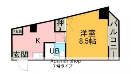 山市ビル(1DK/4階)の間取り写真