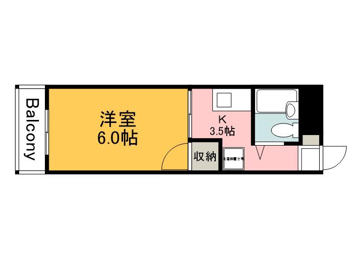 ウイング五日市駅前 B棟(1K/1階)の間取り写真