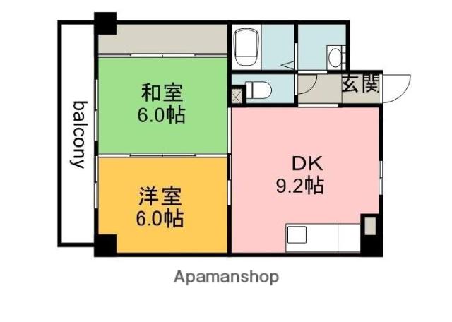 フレア21三滝(2DK/6階)の間取り写真