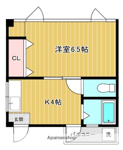 パームビラ(1K/4階)の間取り写真