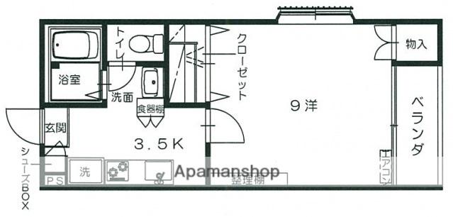 CHIEN BLEN(1K/1階)の間取り写真