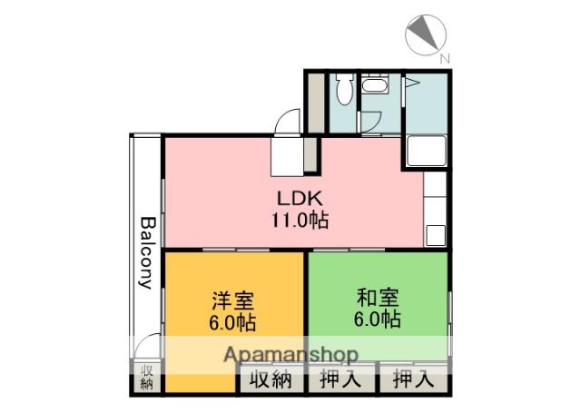 CALM五日市三宅(2LDK/3階)の間取り写真