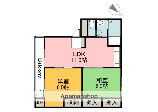 CALM五日市三宅(2LDK/4階)の間取り写真