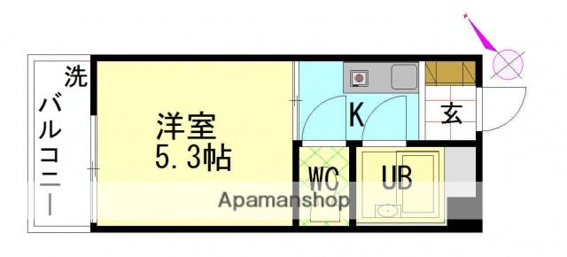 ウエストヒル(1K/2階)の間取り写真