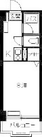 パティオ舟入(1K/2階)の間取り写真