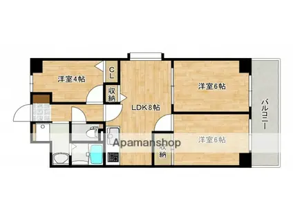 三篠北パークマンション(3DK/2階)の間取り写真