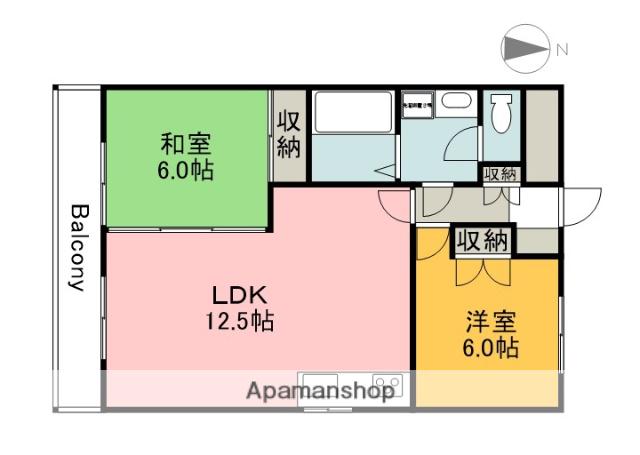 田川ビル(2LDK/5階)の間取り写真