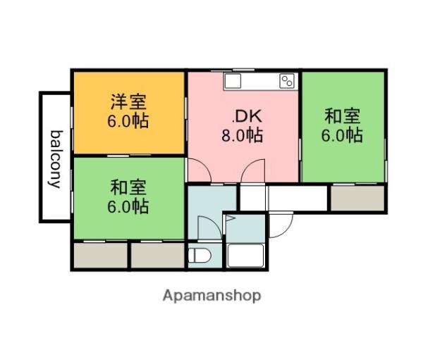 EIマスダ(3DK/2階)の間取り写真