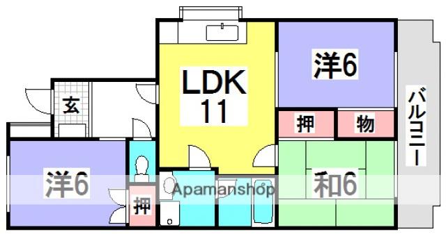カネオハイツ(3LDK/4階)の間取り写真