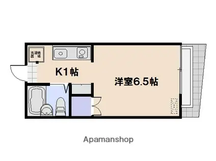 Kマンション(ワンルーム/1階)の間取り写真