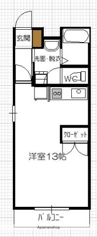 カーサベルデ前空 A棟(ワンルーム/2階)の間取り写真