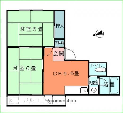 横田ビル(2K/3階)の間取り写真