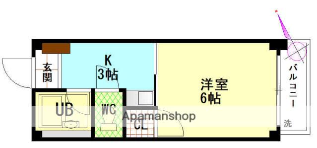 ビレッジ中央(1K/4階)の間取り写真