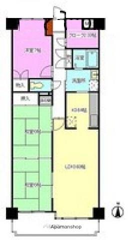 ホウライツルビル(3LDK/5階)の間取り写真