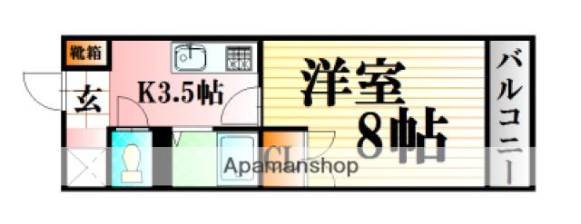 フラーリッシュ岡本(1K/4階)の間取り写真