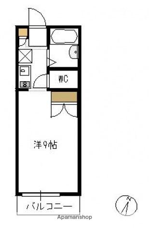グリューネA棟(ワンルーム/2階)の間取り写真