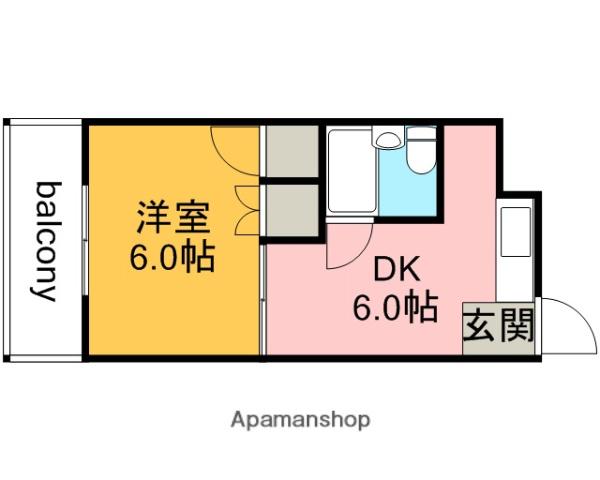 センターコート(1DK/2階)の間取り写真