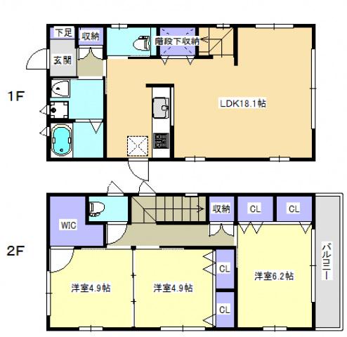 広島県広島市西区 2階建 築13年(3LDK)の間取り写真