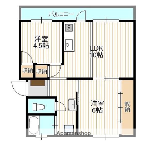 グランビュー丸石(2LDK/3階)の間取り写真