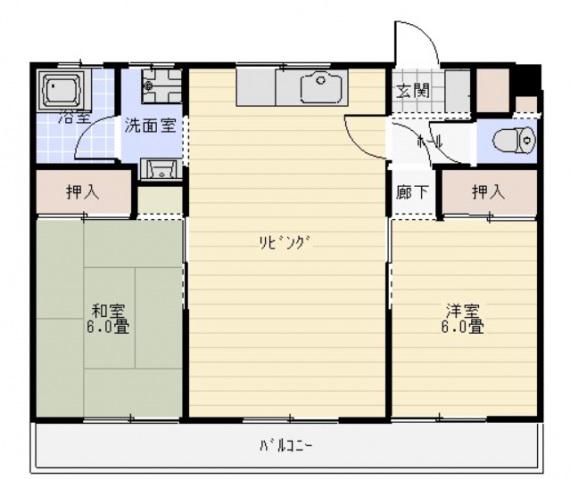 山下レジデンス(2LDK/4階)の間取り写真