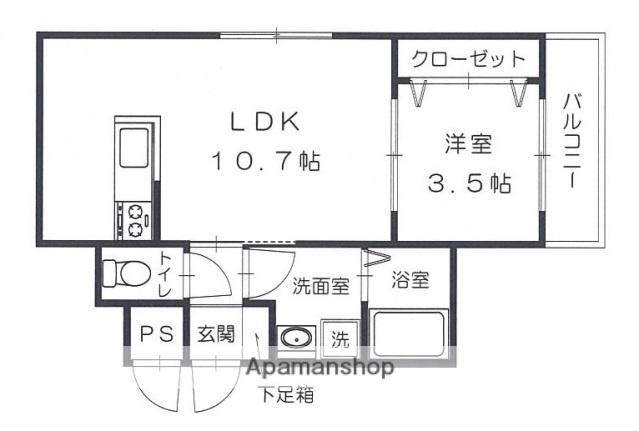 カーサ・バローレ江波二本松(1LDK/1階)の間取り写真