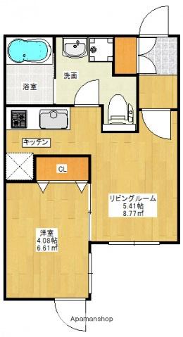 ヴィラ博丈庚午北(1DK/4階)の間取り写真