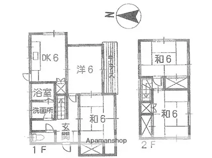 広島電鉄宮島線 修大協創中高前駅 徒歩7分 2階建 築50年(4DK)の間取り写真